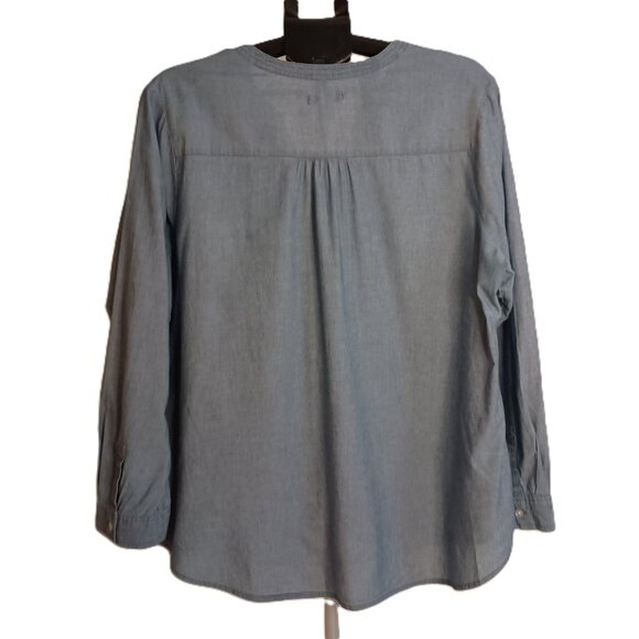 Old Navy Women’s Blue Cotton Pullover Buttoned Front V-Neck Top Size XXL - Picture 3 of 15